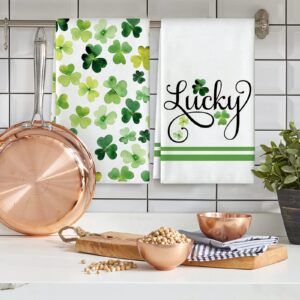 AnyDesign St. Patrick's Day Kitchen Towel 18 x 28 Inch Watercolor Lucky Shamrock Dish Towel Hand Drying Tea Towel for Cooking Baking Cleaning Wipes, Set of 2