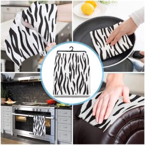 Absorbent Microfiber Kitchen Towels(Set of 3),Zebra Print,Tea Towel for Kitchen/Bathroom Decorative and Bar Towels,Wild Animal Skin Texture,Ultra Soft Resuable Dish Towels Cloths Nonstick Oil Washable