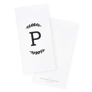 The Cotton & Canvas Co. Personalized Single Monogram Initial P Soft Absorbent Kitchen Tea Towel, Flour Sack Towel, Dish Cloth