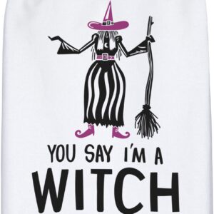 Primitives by Kathy 104262 LOL Made You Smile Halloween Dish Towel, 28 x 28-Inch, You Say Witch