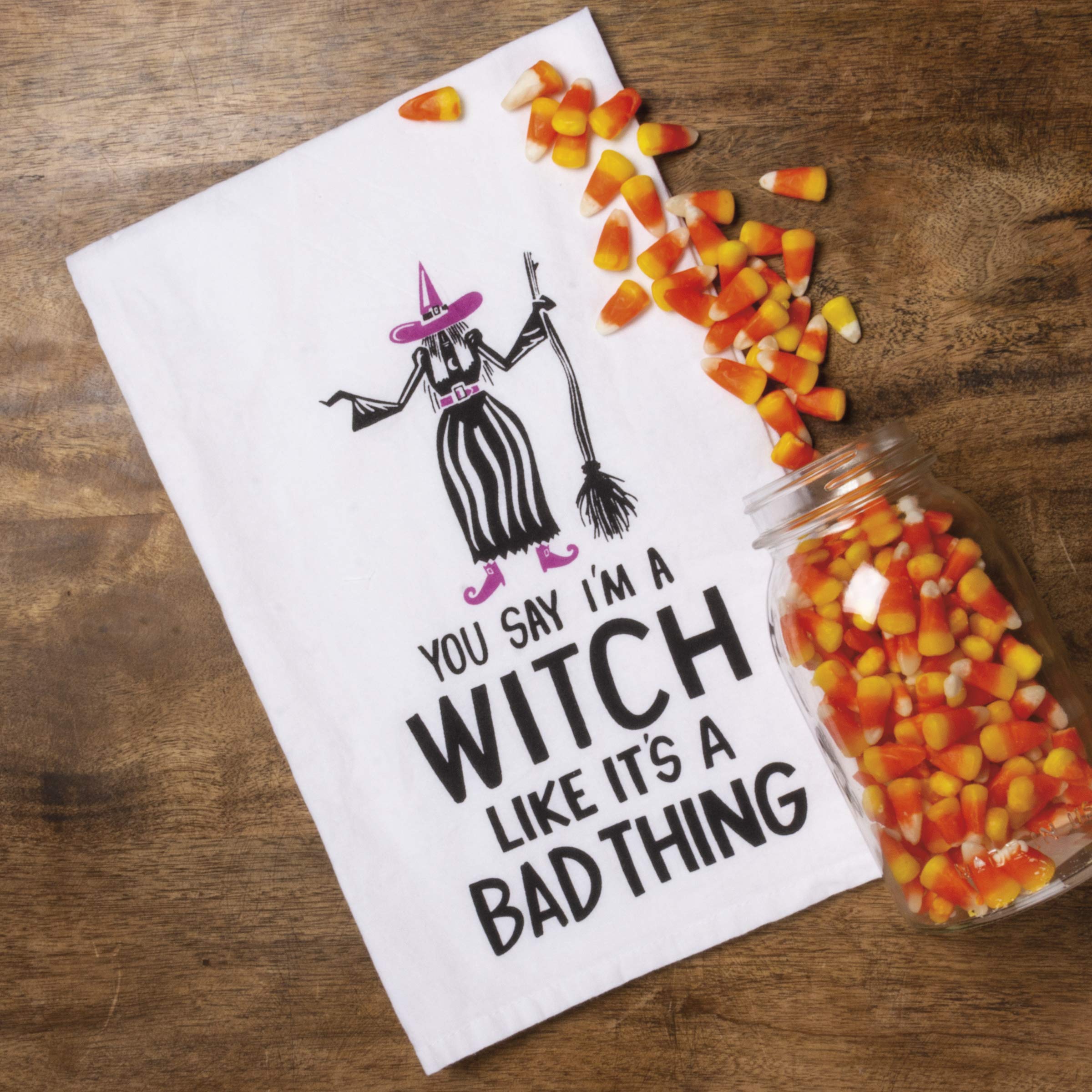 Primitives by Kathy 104262 LOL Made You Smile Halloween Dish Towel, 28 x 28-Inch, You Say Witch