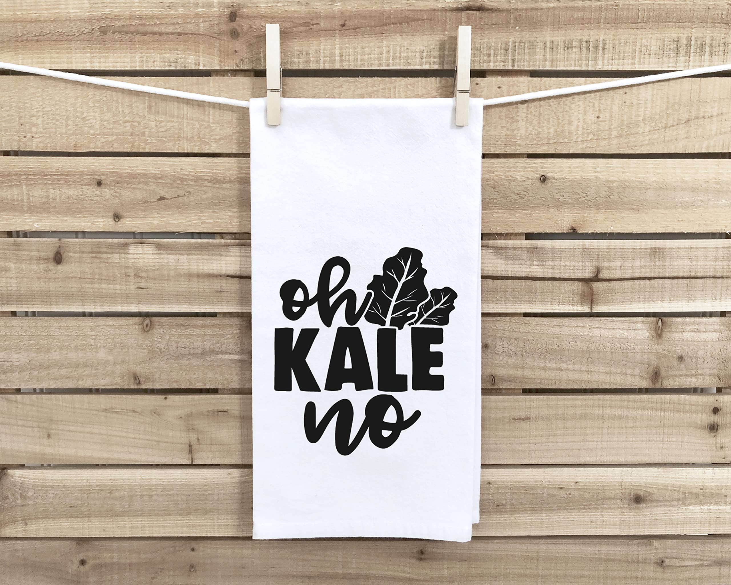 Oh Kale No Flour Sack Kitchen Towel with Hanging Loop - Funny Cute Vegetable Pun Dish Cloth Housewarming Hostess Birthday Christmas Veggie Lover Gift