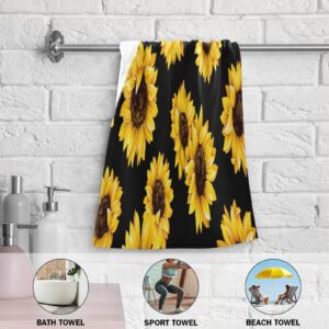 JSTEL Sunflower Kitchen Towels Set of 2,Super Absorbent Dish Drying Towels Rectangle 28.3x14.4 inch Microfiber Kitchen Hand Towels Flower Pattern