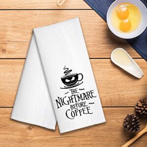 Hafhue The Nightmare Coffee Kitchen Towel, Funny Kitchen Towel Gifts for Women Sisters Friends Mom Aunts, Housewarming Gift for Women Hostess, New Home Gift for Women, Hostess Gifts