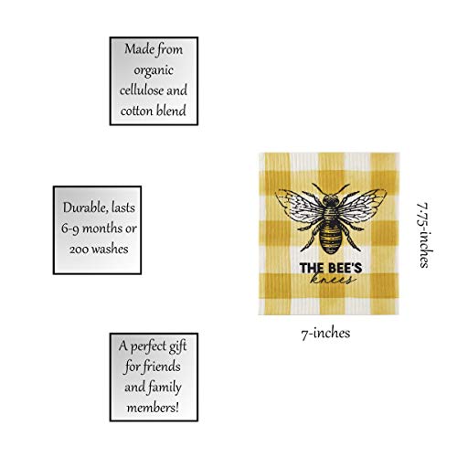 Santa Barbara Design Studio Table Sugar Compostable Organic Cotton Dishcloth, 7.75 x 7-Inch, Bee's Knees