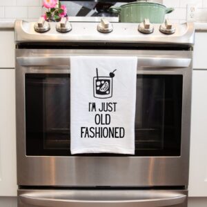 Handmade Funny Kitchen Towel - 100% Cotton Funny Old Fashion Bar Towel for Kitchen - 28x28 Inch Perfect for Hostess Housewarming Christmas Mother’s Day Birthday Gift (I’m Just Old Fashioned)