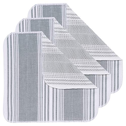 Now Designs Scrub-It Dishcloth Scrubbers, Set of Six, London Gray Stripe