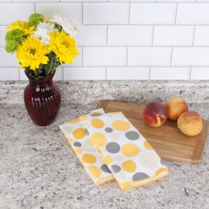 Ritz Royale Collection 100% Polyester Microfiber, Multi-Purpose, Polka Dot Print Kitchen Towel Set, 25" x 16", 2-Pack, Daffodil Yellow