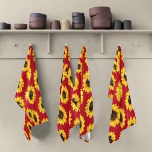 xigua Red Sunflower Kitchen Towels Dish Clothes Soft and Rapid Drying and Absorbent 1PCS Dishcloths Reusable Towels for Kitchen Bathroom Hotel Household Hand Towels 29"X18" inch