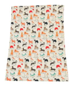 home-x dog illustration tea towel for cooking & serving, brightly colored print pattern