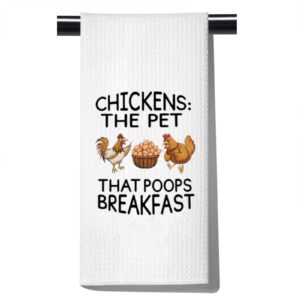 pofull funny farmhouse chicken kitchen towels chickens the pet that poops breakfast kitchen towel (chicken towel)