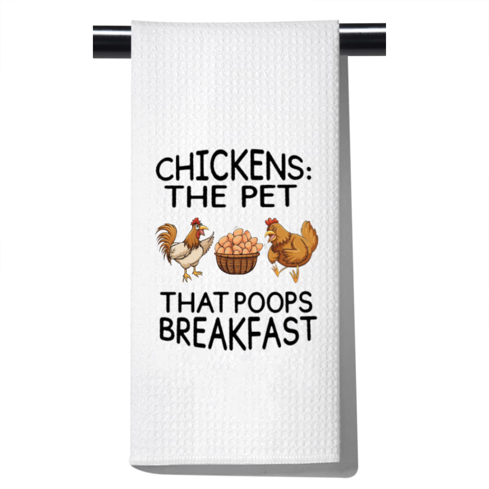 POFULL Funny Farmhouse Chicken Kitchen Towels Chickens The Pet That Poops Breakfast Kitchen Towel (Chicken Towel)