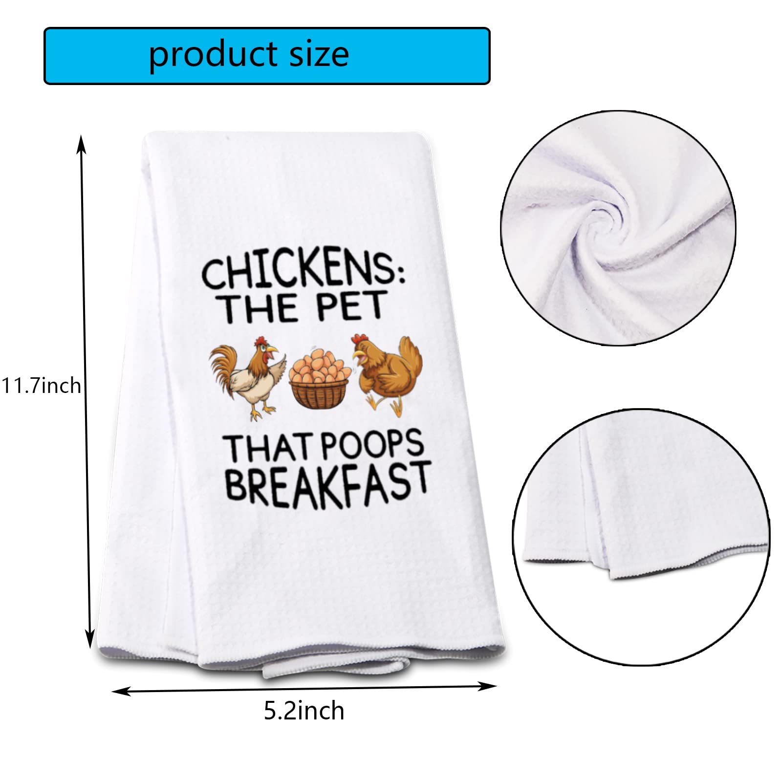 POFULL Funny Farmhouse Chicken Kitchen Towels Chickens The Pet That Poops Breakfast Kitchen Towel (Chicken Towel)