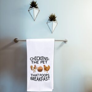 POFULL Funny Farmhouse Chicken Kitchen Towels Chickens The Pet That Poops Breakfast Kitchen Towel (Chicken Towel)