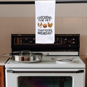 POFULL Funny Farmhouse Chicken Kitchen Towels Chickens The Pet That Poops Breakfast Kitchen Towel (Chicken Towel)