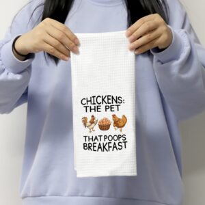 POFULL Funny Farmhouse Chicken Kitchen Towels Chickens The Pet That Poops Breakfast Kitchen Towel (Chicken Towel)