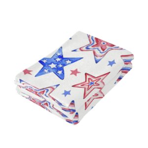 Kcldeci American Flag Stars Kitchen Dish Towel, USA Patriotic Star Bath Fingertip Tea Bar Hand Drying Cloth,Farmhouse Absorbent Dishcloths for Cleaning Drying Cooking Baking Set of 2