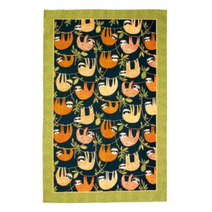 ulster weavers hanging around tea towel, 100% cotton - with cute rainforest sloth design - kitchen and cooking gifts for bakers & chefs - homeware & kitchenware range