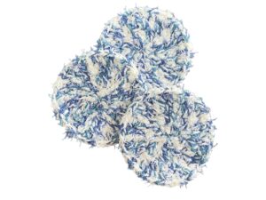 blue and white hand crochet scouring pads scrubbies - set of 3 - approx 4 inches