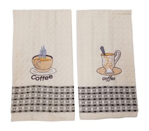coffee kitchen towels - coffee theme kitchen decor - dish towel set of 2