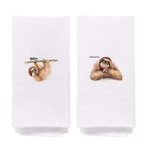 negiga funny sloth on tree thinking of you kitchen towels and dishcloths sets 24x16 inch set of 2,funny sloth decor decorative dish hand tea bath towels for kitchen bathroom,sloth lovers girls gifts