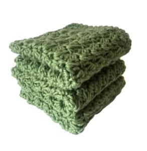 handmade dish cloths sage green cotton dishcloths set of 3 crochet washcloths