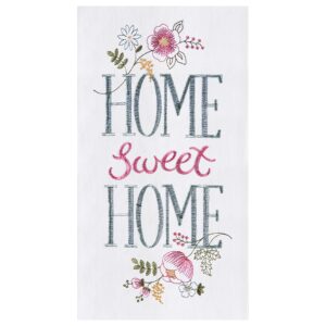 c&f home home sweet home embroidered flour sack kitchen towel decor decoration 18" x 27" white