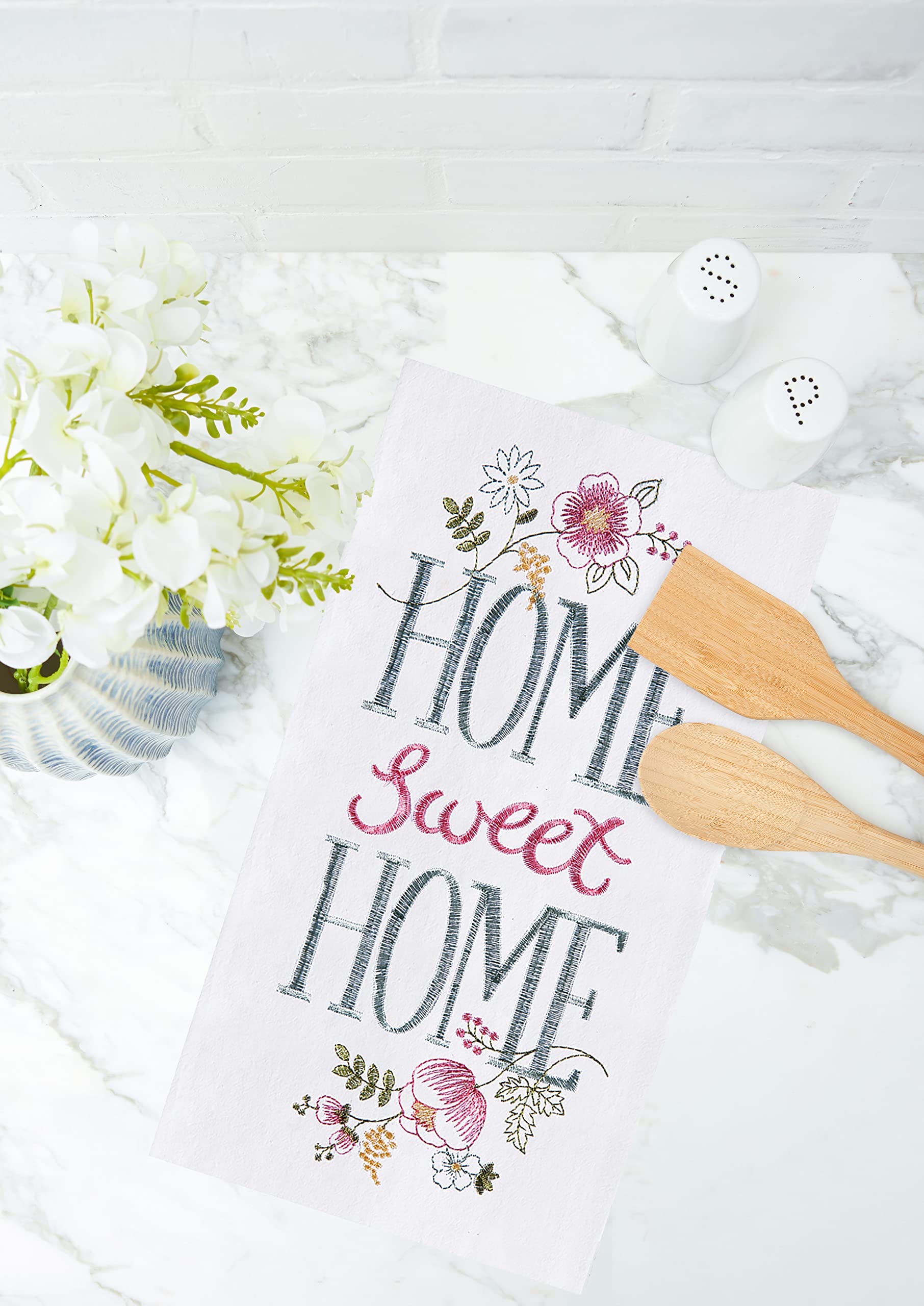 C&F Home Home Sweet Home Embroidered Flour Sack Kitchen Towel Decor Decoration 18" x 27" White