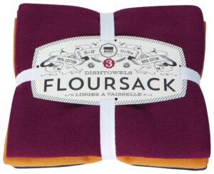 now designs floursack kitchen dish towels wine/maize/midnight 20 x 30in, set of 3