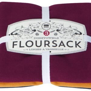 Now Designs Floursack Kitchen Dish Towels Wine/Maize/Midnight 20 x 30in, Set of 3