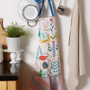 DII Spring Kitchen Collection Adjustable Woman's Apron with Pockets & Extra Long Ties, One Size, Easter Folk