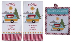 kay dee 3 piece home is where you roam camping terry towels and potholder set