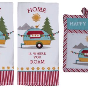 Kay Dee 3 Piece Home Is Where You Roam Camping Terry Towels and Potholder Set