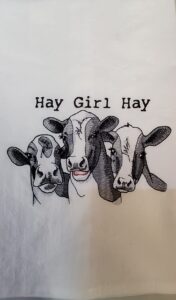 hay girl hay flour sack dish towel