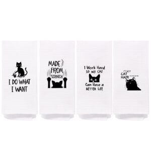 negiga cat kitchen towels 16x24 set of 4, black cat gifts, cat hand towel, cat towels for cat lovers, cat dish towel, gifts for cat lovers, cat dad gifts, cat mom gifts, cat lady gifts