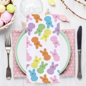 Happy Easter Peeps Kitchen Dish Towel 18 x 28 Inch, Spring Summer Rabbit Tea Towels Dish Cloth for Cooking Baking Set of 2