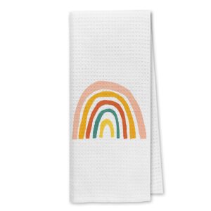 dibor boho rainbow colorful kitchen towels dish towels dishcloth,boho nature landscape decorative absorbent drying cloth hand towels tea towels for bathroom kitchen,boho lovers girls women gifts(318)