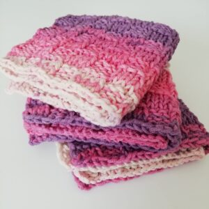 Cotton Dish Cloths Handmade Set of 3 Pink Crochet Kitchen Reusable Rags Wash Cloth Soft Cozy Ecology Mini Towels