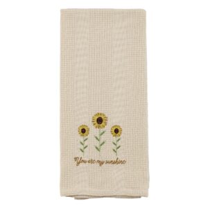 cream you are my sunshine sunflower 19 x 28 inch embroidered cotton waffle dish towel