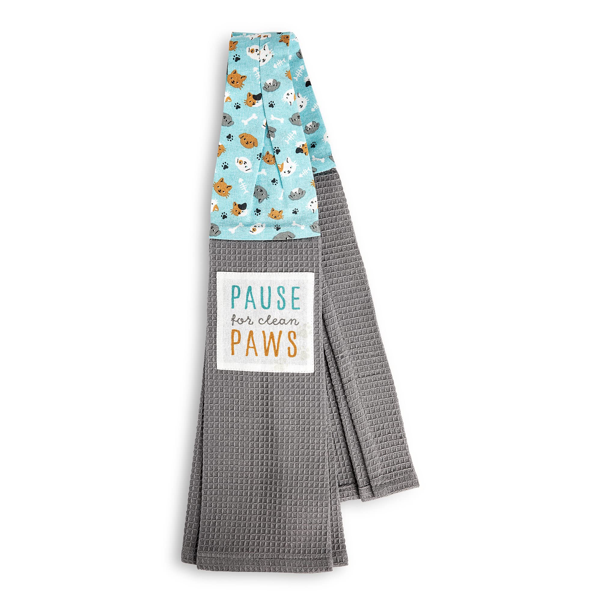 DEMDACO Pause For Clean Paws Grey 69 inch Cotton Fashion Kitchen Boa