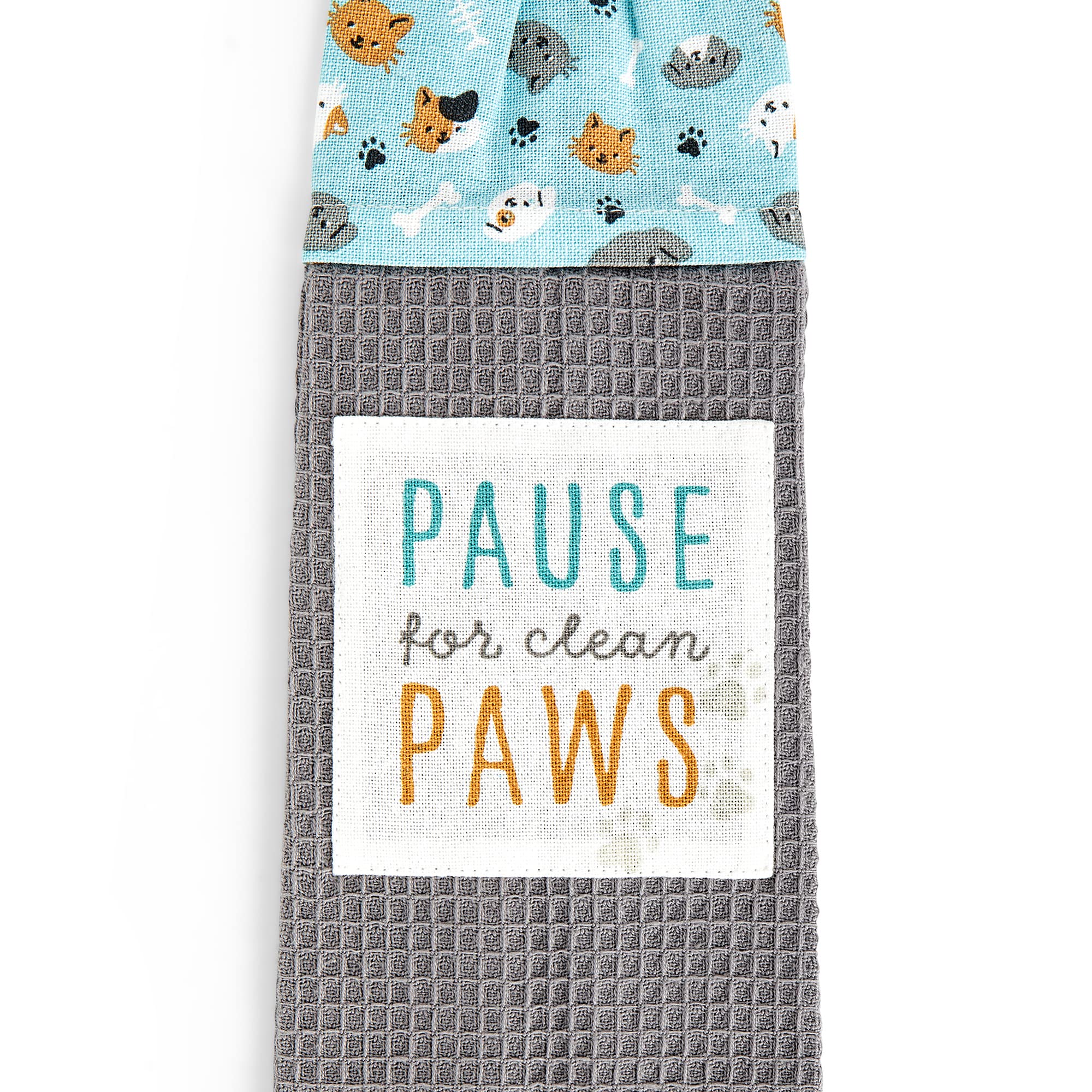 DEMDACO Pause For Clean Paws Grey 69 inch Cotton Fashion Kitchen Boa