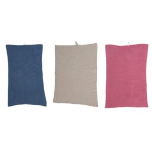 creative co-op cotton knit loop, set of 3 colors tea towel, multi