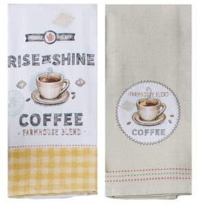 kay dee designs 2 piece farmhouse blend coffee cup kitchen bundle, 1 dual purpose towel and 1 tea towel