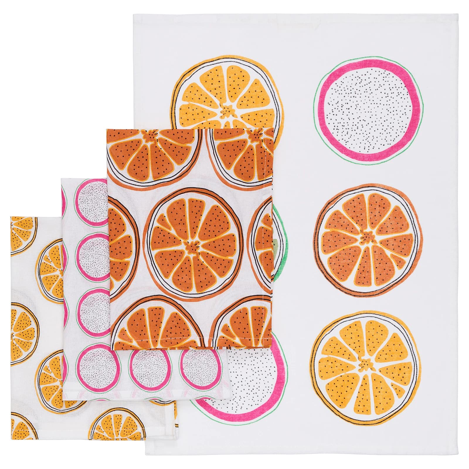 Ikea Tea Towel, Patterned/Orange45x60 cm Set of 4