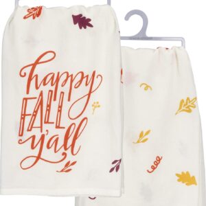 Primitives by Kathy Hand-Lettered Inspired Dish Towel, 28 x 28-Inch, Orange-Happy Fall Y'all