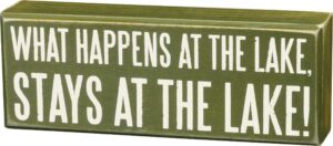 primitives by kathy 21113 distressed green box sign, 8 x 3-inches, stays at the lake
