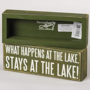 Primitives by Kathy 21113 Distressed Green Box Sign, 8 x 3-Inches, Stays at The Lake