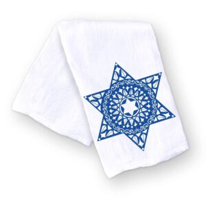 blue star of david jewish kitchen and bathroom hand towel, handmade blue kitchen towel for hostess and holiday gifts (blue star)