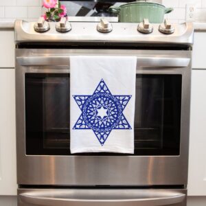 Blue Star of David Jewish Kitchen and Bathroom Hand Towel, Handmade Blue Kitchen Towel for Hostess and Holiday Gifts (Blue Star)