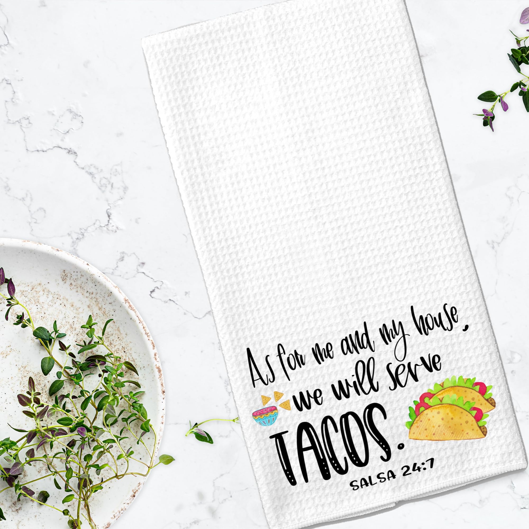 As for me and My House, We will Serve Tacos Microfiber Kitchen Towel